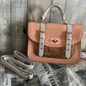 PIXIE MOOD Peach Coral/Rose Gold and Grey Glam Pocketbook/Crossbody Steph Bag
